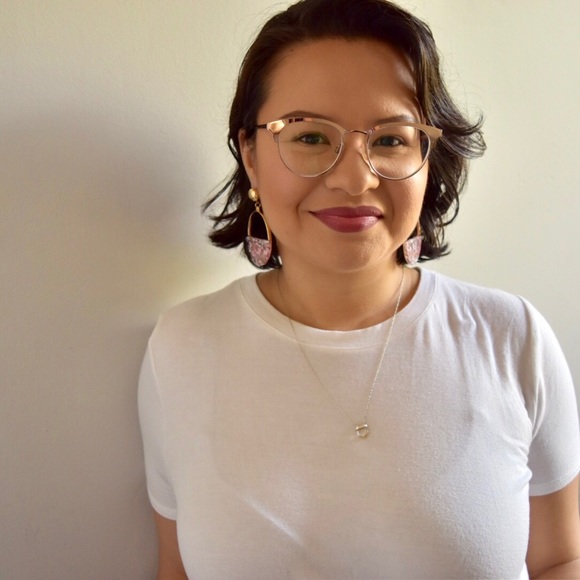 Half Moon Blush Pink Hoop Earrings - Picture 4 of 5